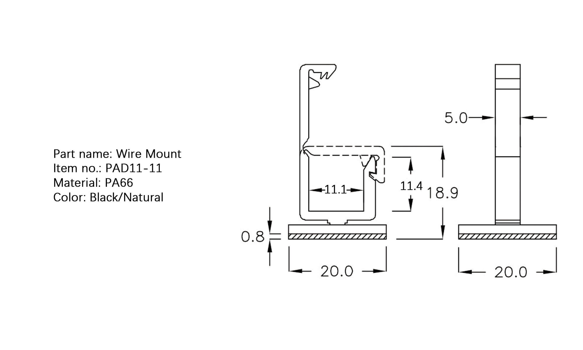 Plastic Wire Mount PAD11-11